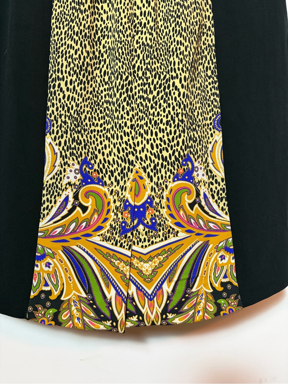 Etro Black Paisley & Animal Print Midi Dress with Purple and Black Panels - Picture 4 of 8